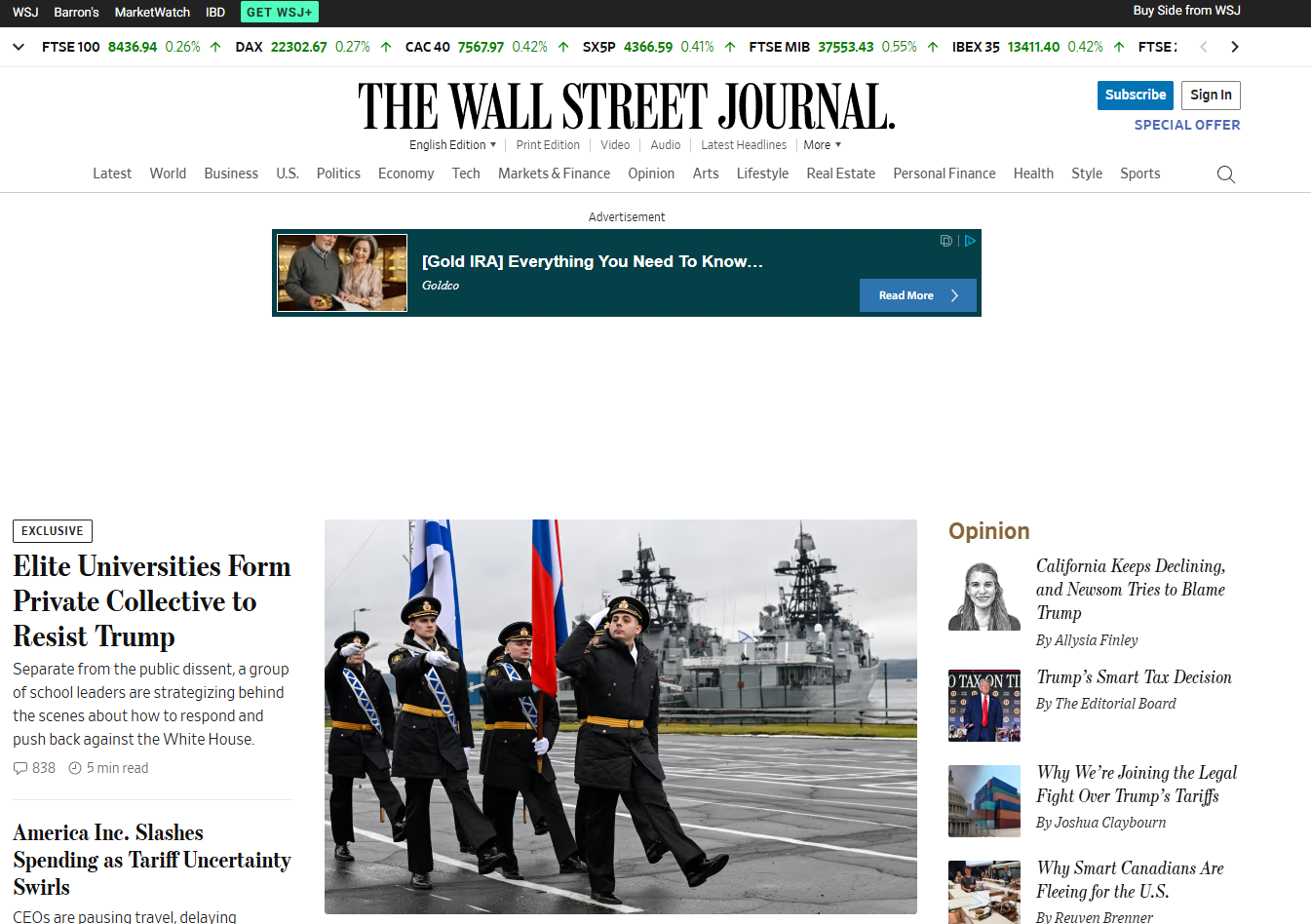 50 % Rabatt auf das digitale Jahresabonnement des Wall Street Journal